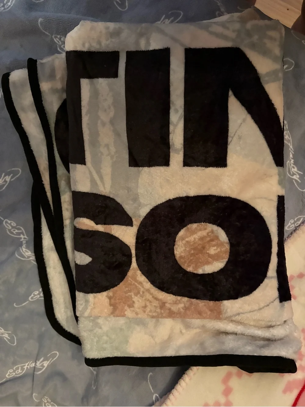 Blanket 'Cunting Season' Graphic Blanket in Neutral Camo Tones